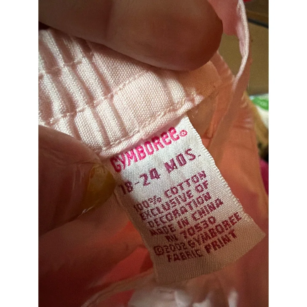 Vintage Gymboree Pink Floral Embroidered Overalls 18-24 Months 2002 Cotton